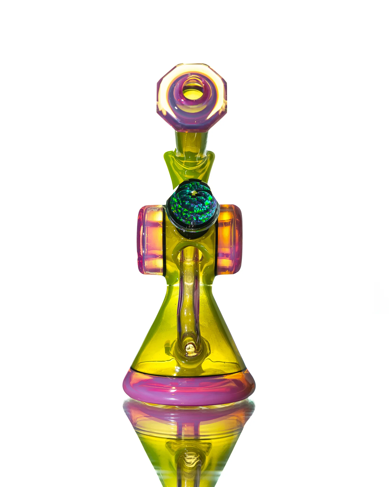 Bowman Glass - Bubble Dumper - Green & Pink - Image 3