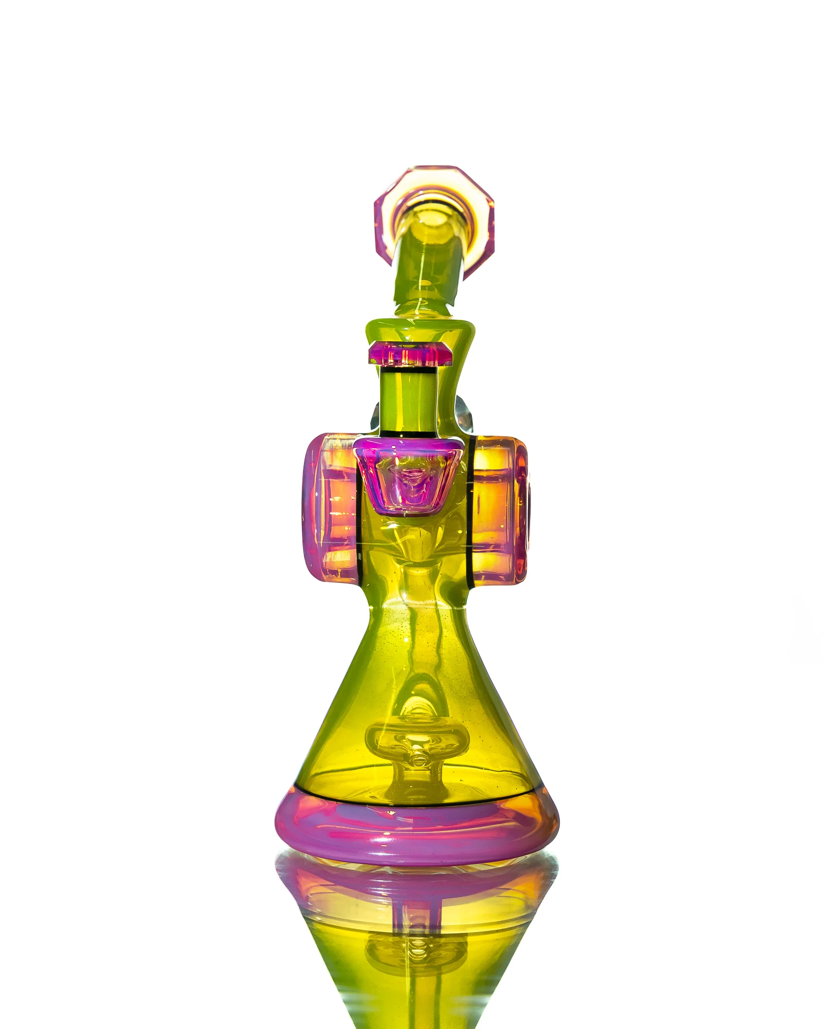 Bowman Glass - Bubble Dumper - Green & Pink - Image 5