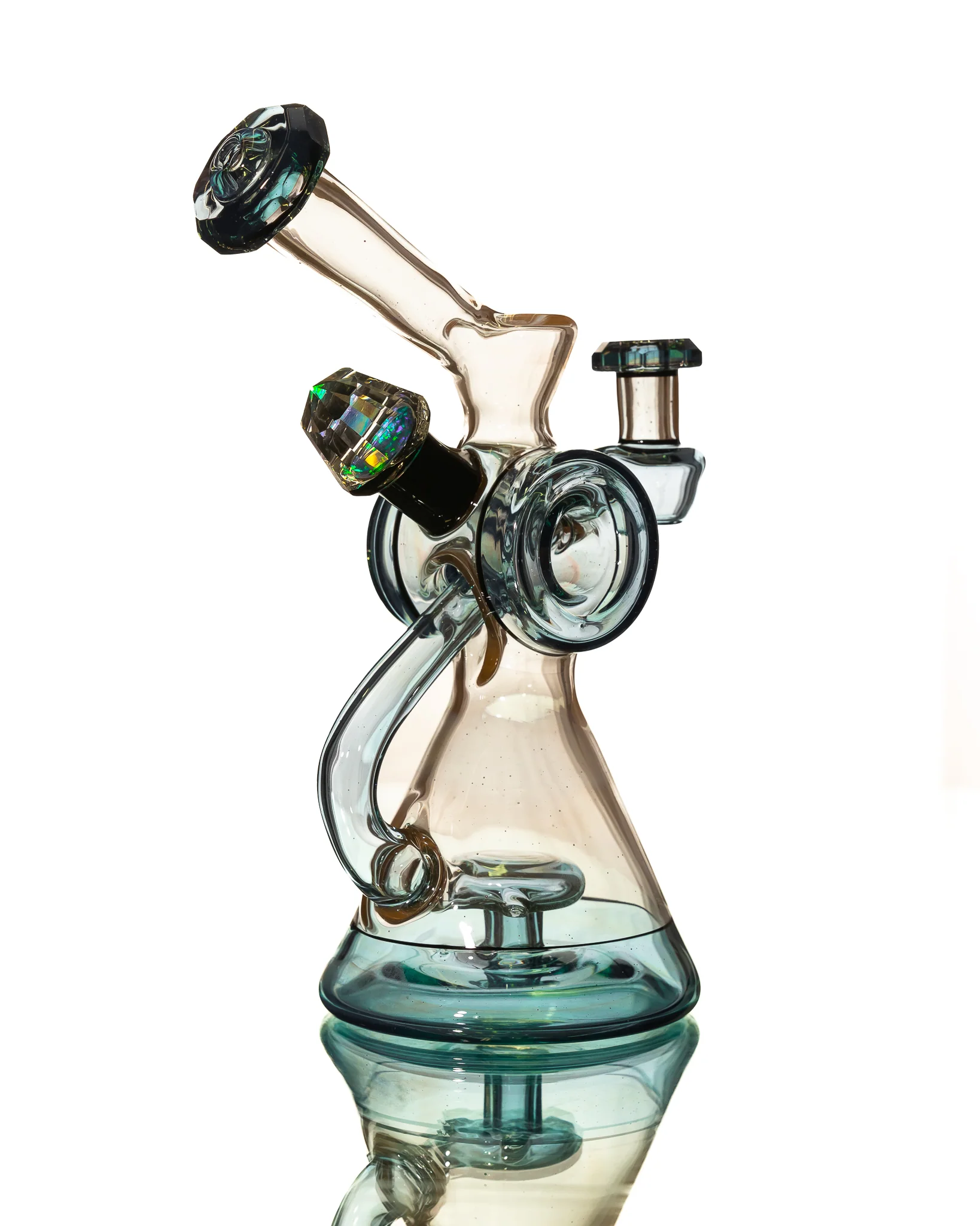 Bowman Glass - Bubble Dumper - Tan & Blue - Image 4