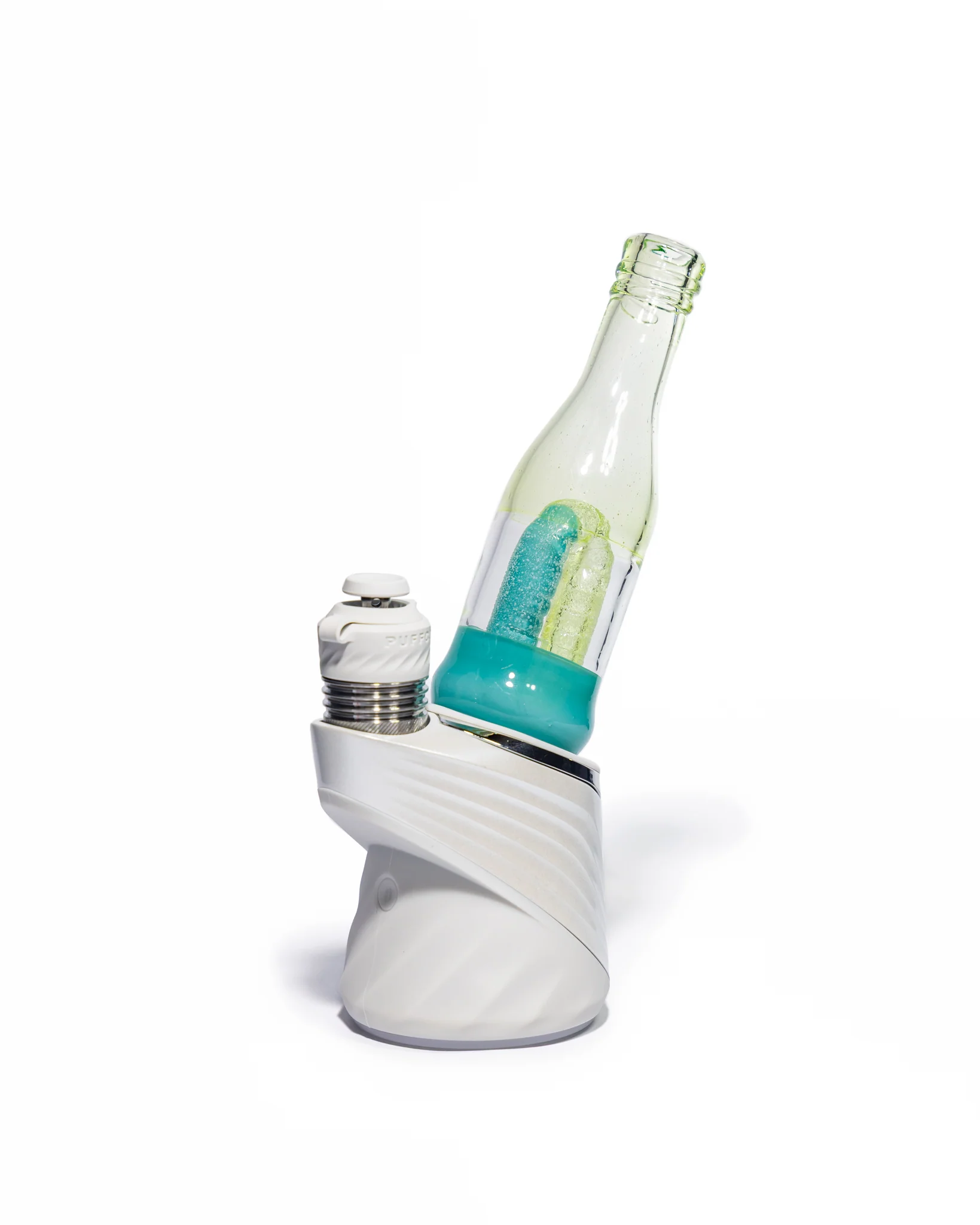 Emperial Glass - Worked Sour Worm Bottle Puffco Attachment - Slyme & Aqua - Image 10