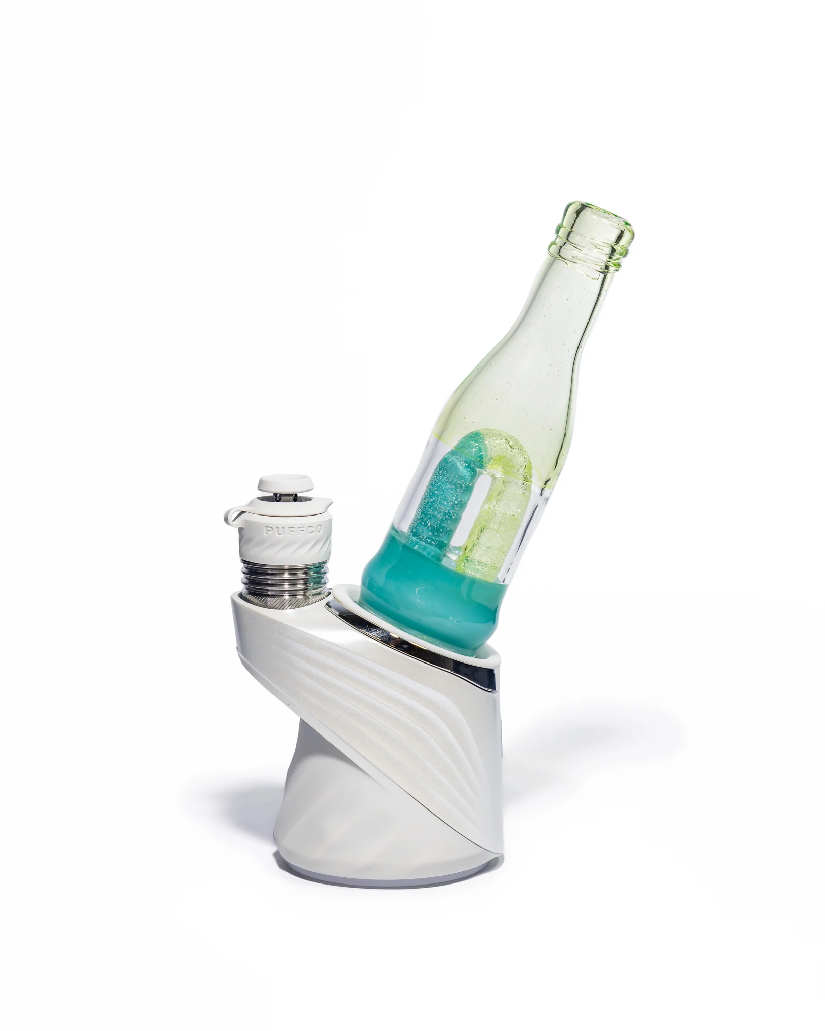 Emperial Glass - Worked Sour Worm Bottle Puffco Attachment - Slyme & Aqua - Image 3