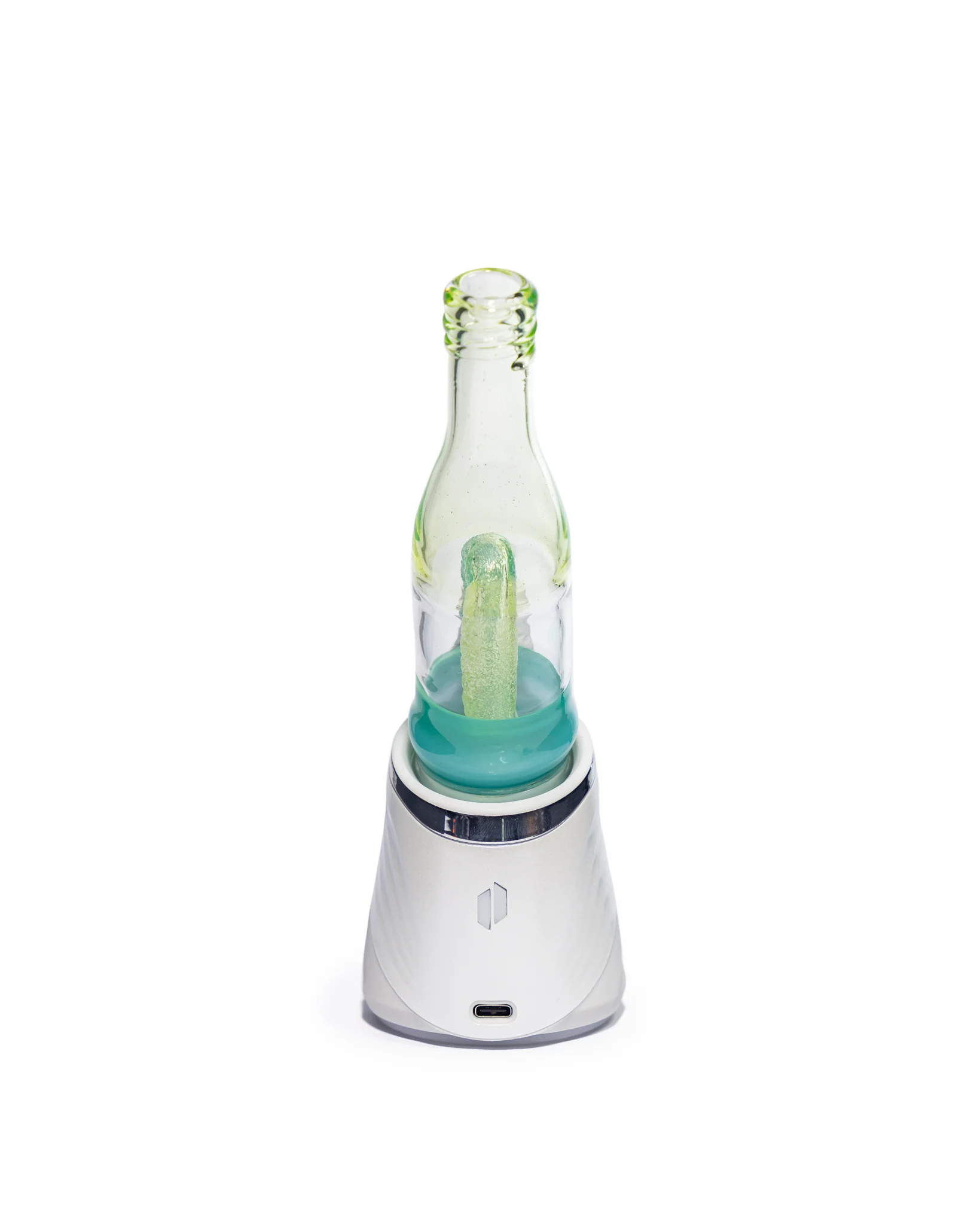 Emperial Glass - Worked Sour Worm Bottle Puffco Attachment - Slyme & Aqua - Image 5