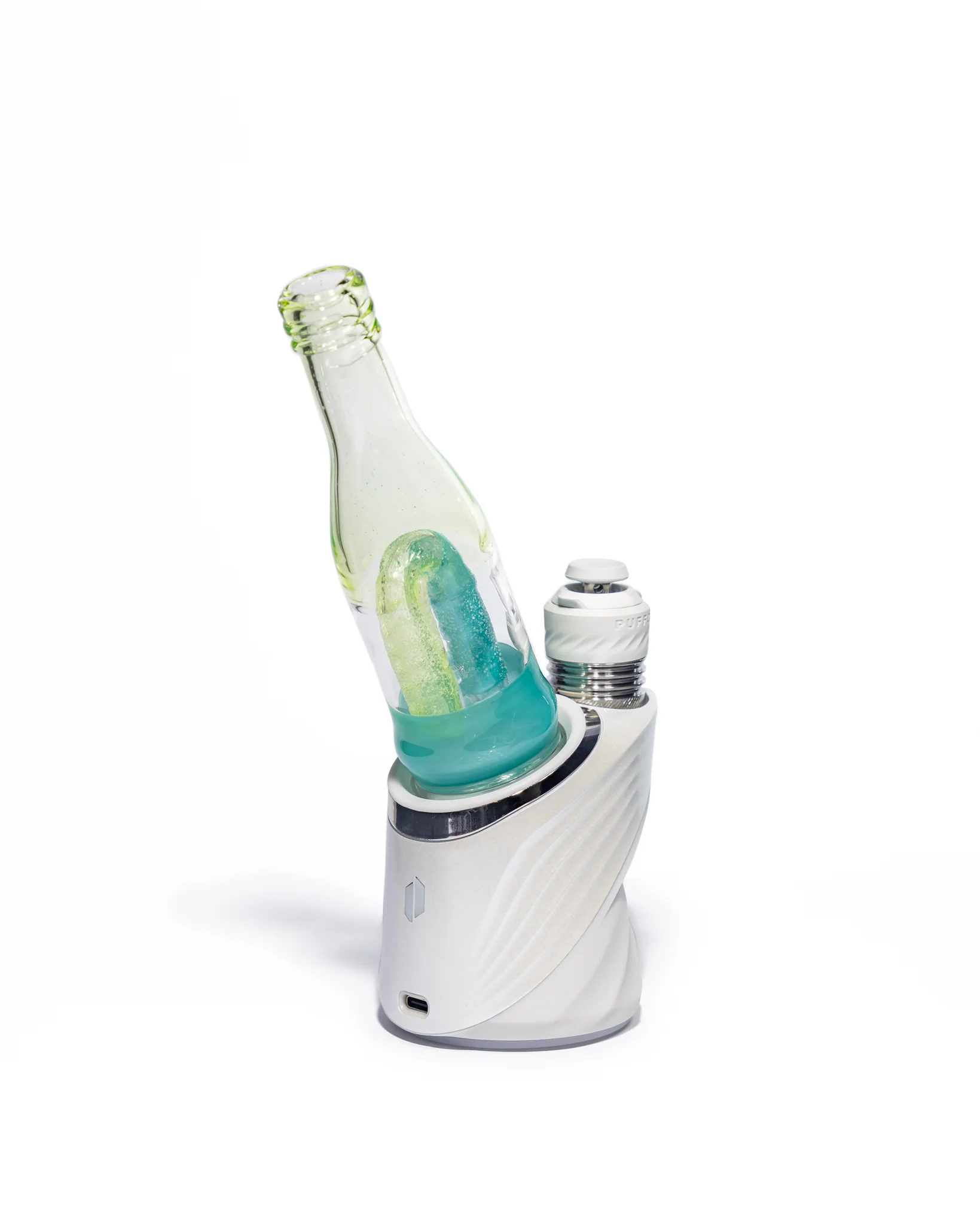 Emperial Glass - Worked Sour Worm Bottle Puffco Attachment - Slyme & Aqua - Image 6
