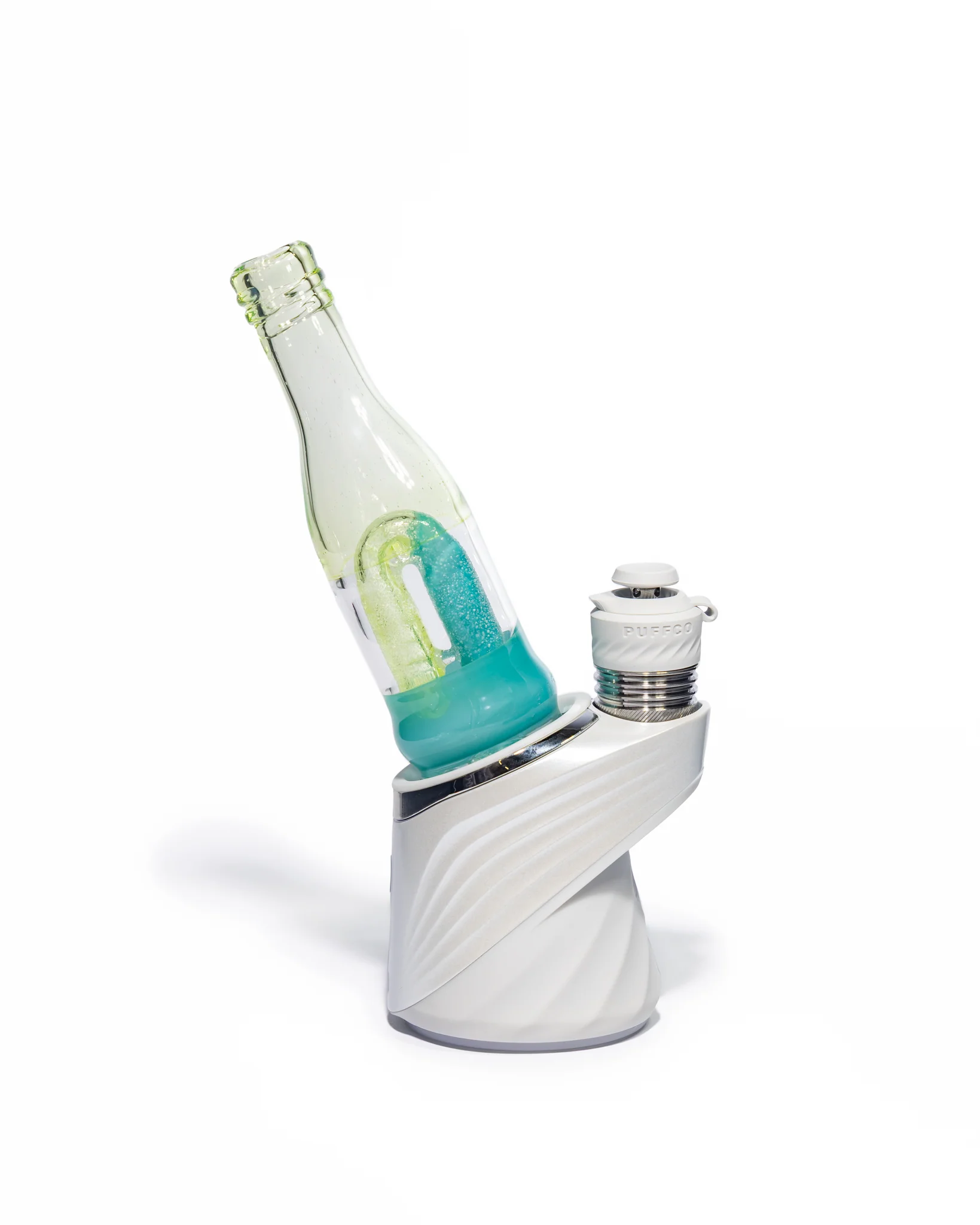 Emperial Glass - Worked Sour Worm Bottle Puffco Attachment - Slyme & Aqua - Image 7