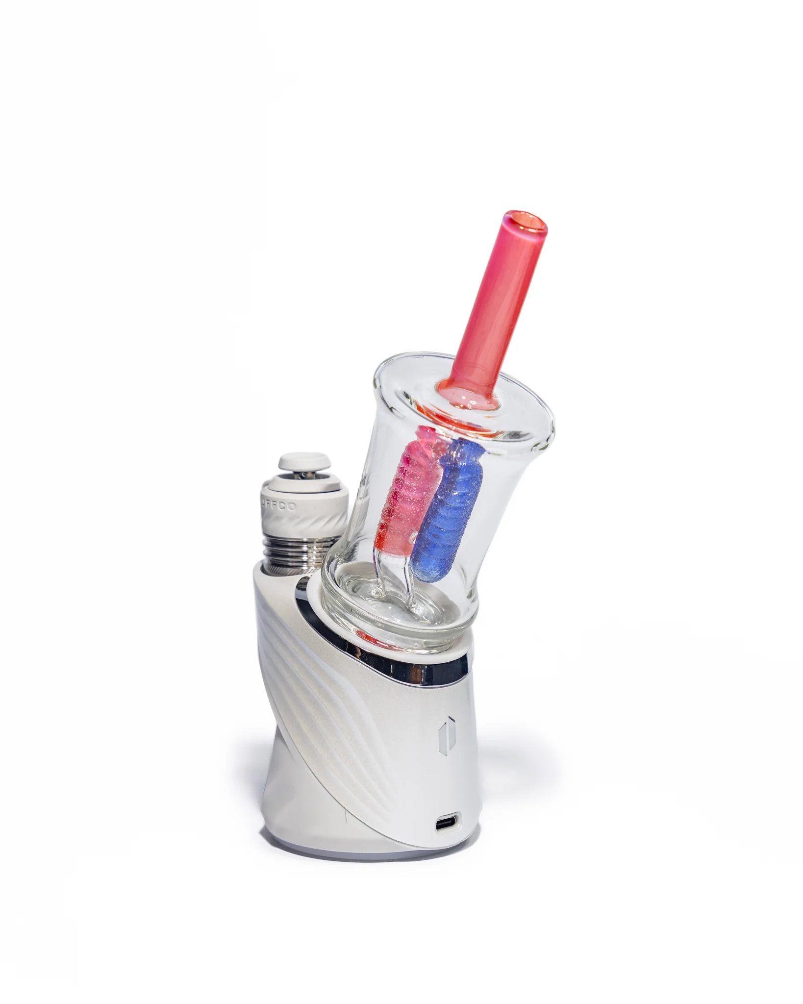 Emperial Glass - Sour Worm Cup Puffco Attachment - Cad Red & Cobalt Blue - Image 4