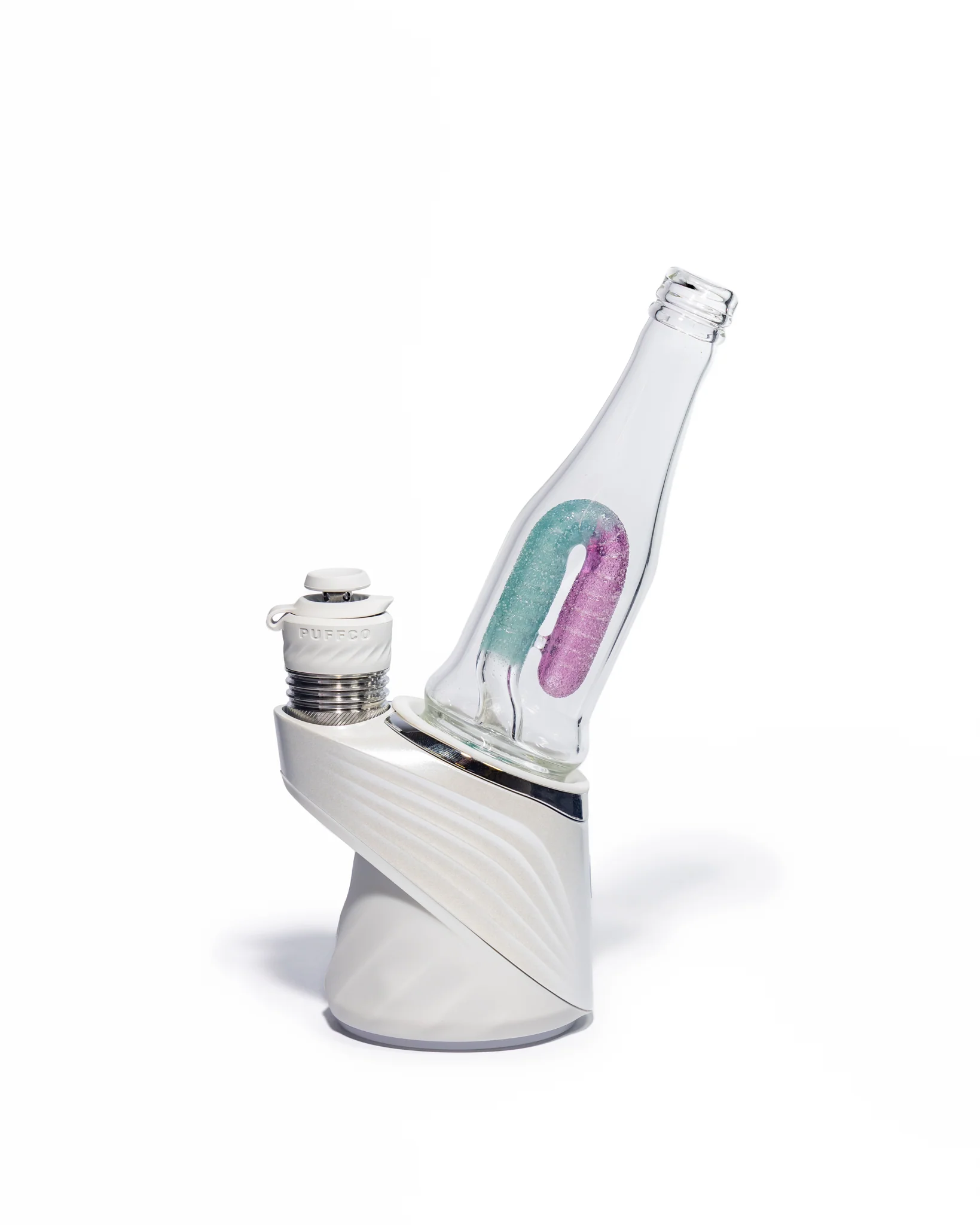 Emperial Glass - Sour Worm Bottle Puffco Attachment - Royal Jelly & Aqua - Image 3