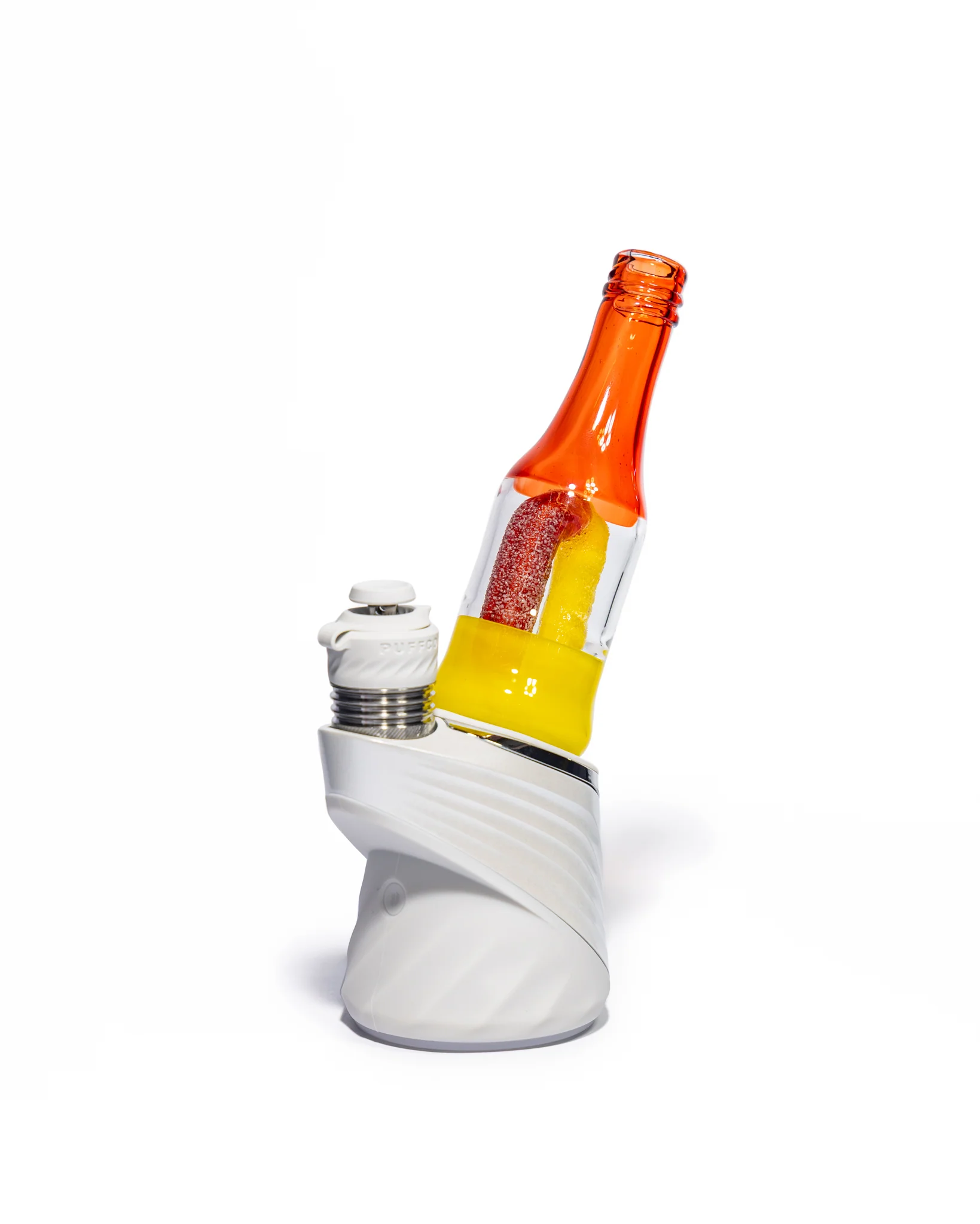 Emperial Glass - Worked Sour Worm Bottle Puffco Attachment - Cad Red & Yellow - Image 10
