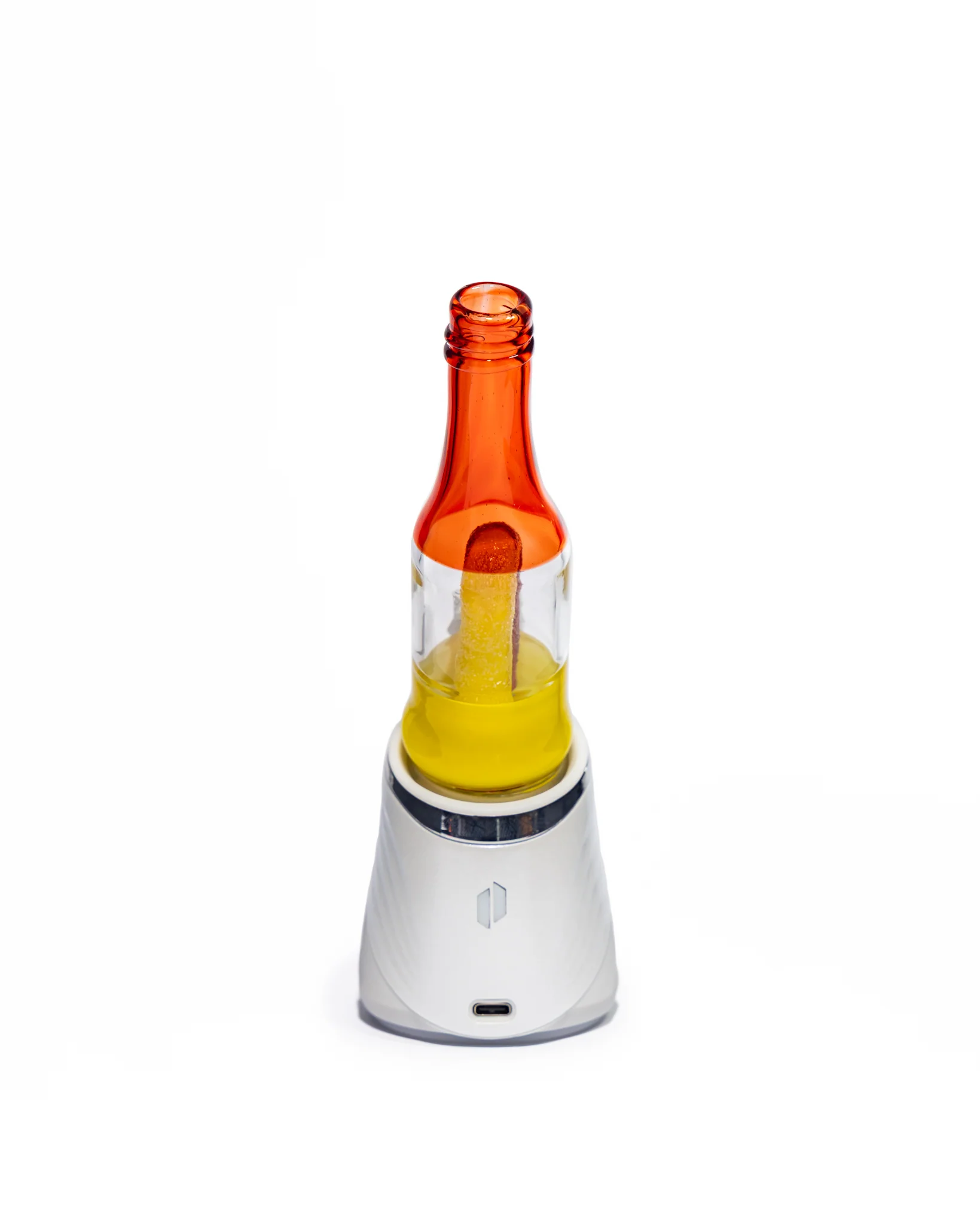 Emperial Glass - Worked Sour Worm Bottle Puffco Attachment - Cad Red & Yellow - Image 5