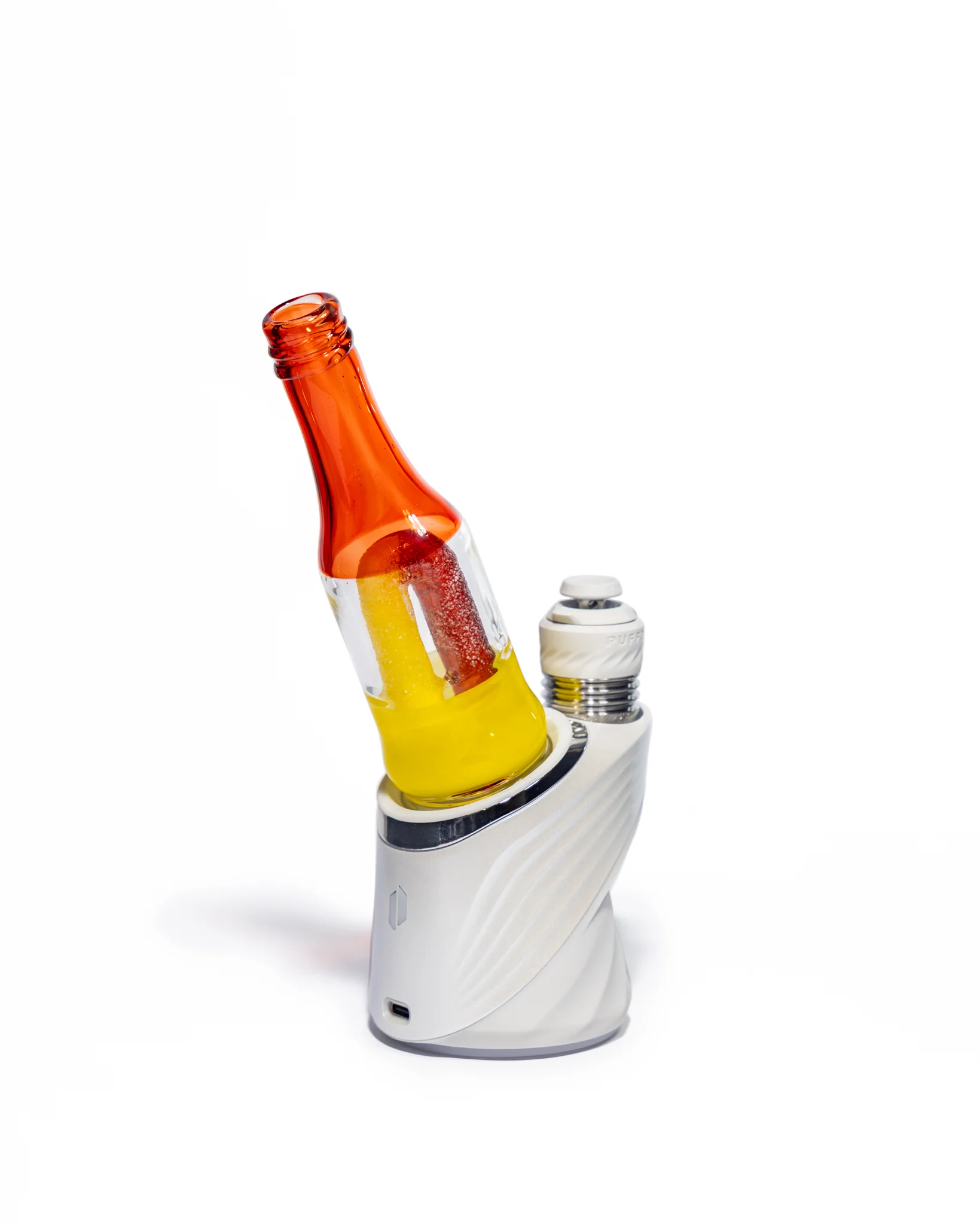 Emperial Glass - Worked Sour Worm Bottle Puffco Attachment - Cad Red & Yellow - Image 6