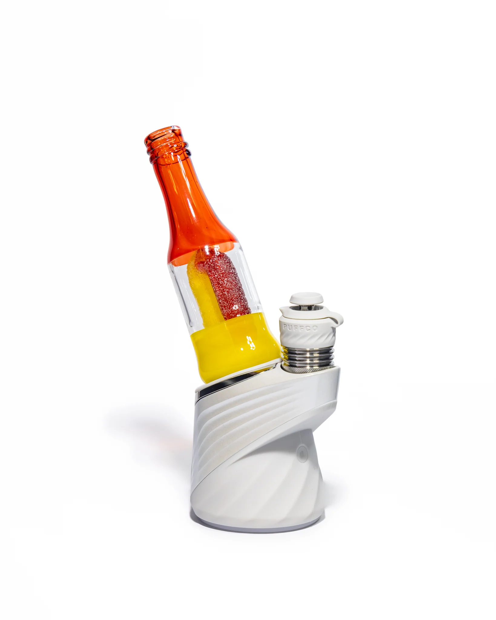 Emperial Glass - Worked Sour Worm Bottle Puffco Attachment - Cad Red & Yellow - Image 8