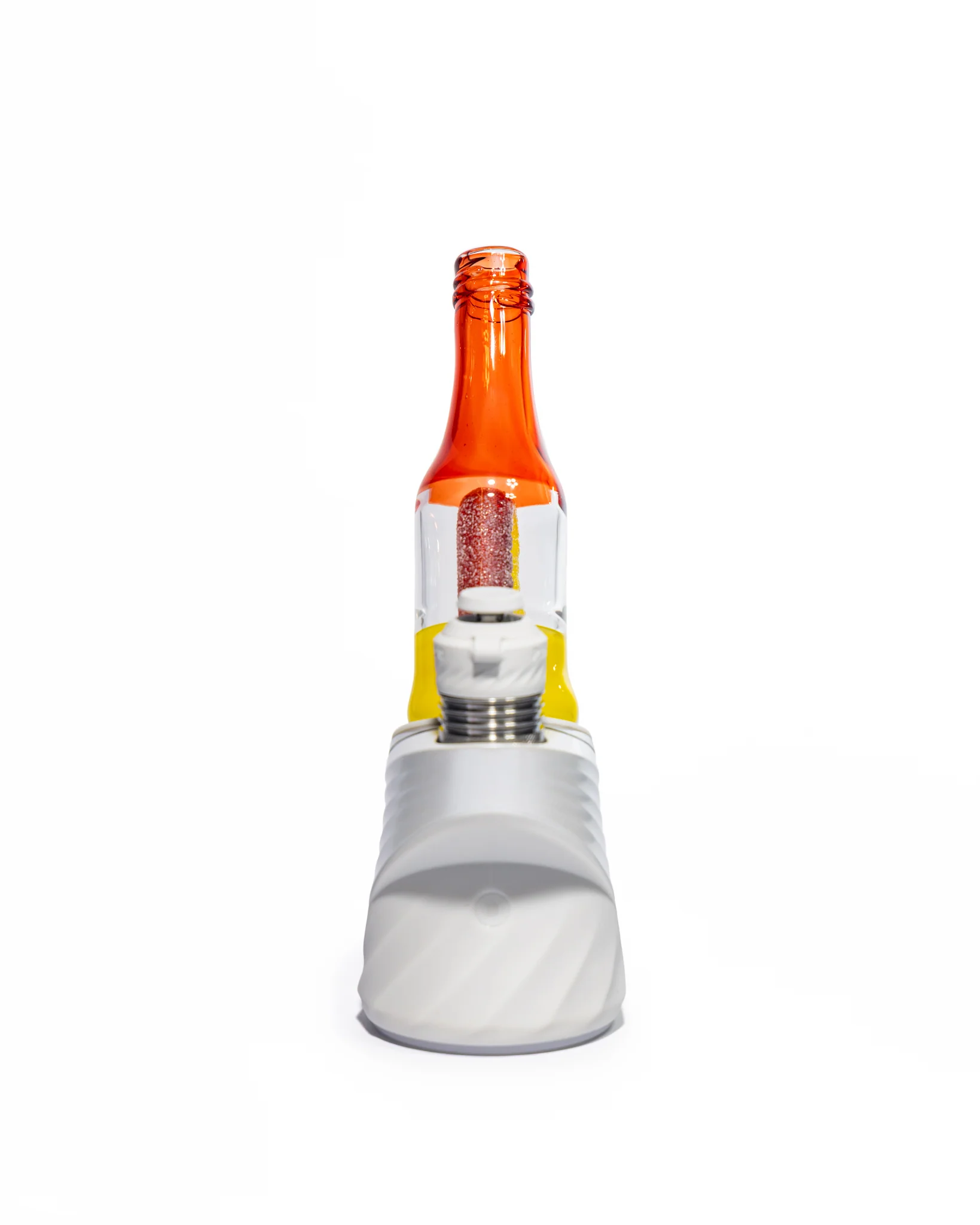 Emperial Glass - Worked Sour Worm Bottle Puffco Attachment - Cad Red & Yellow - Image 9