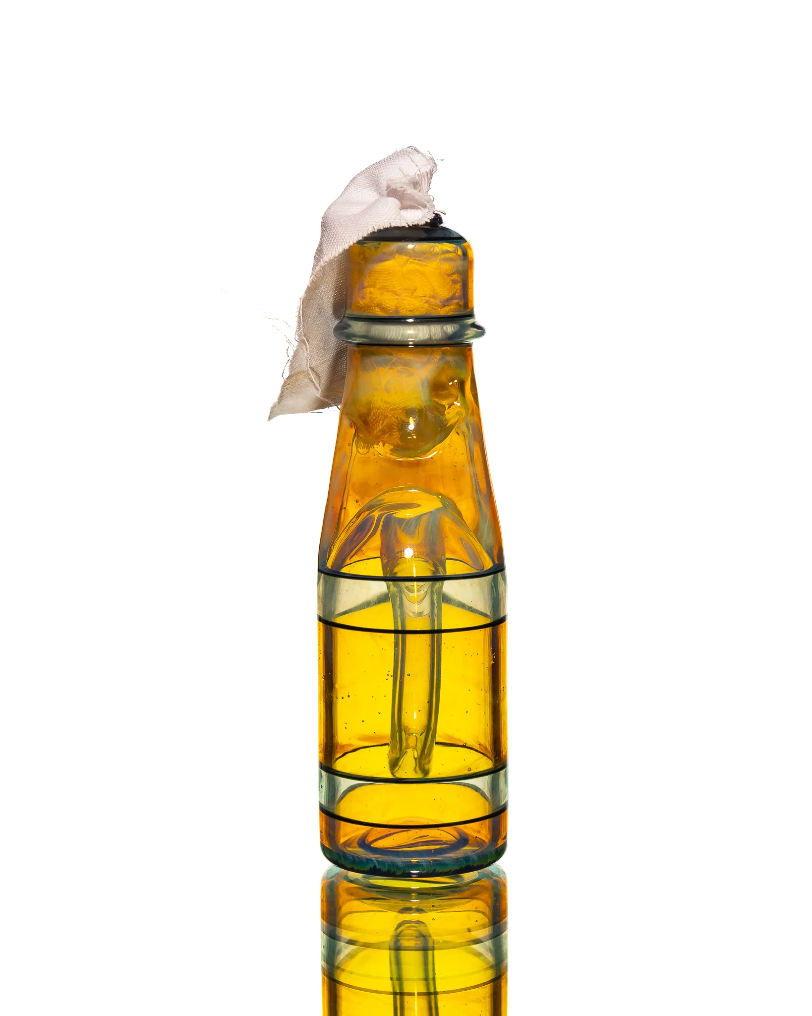 Jack Blew Glass - Mini Ramune Bottle - Orange & Yellow - Image 3