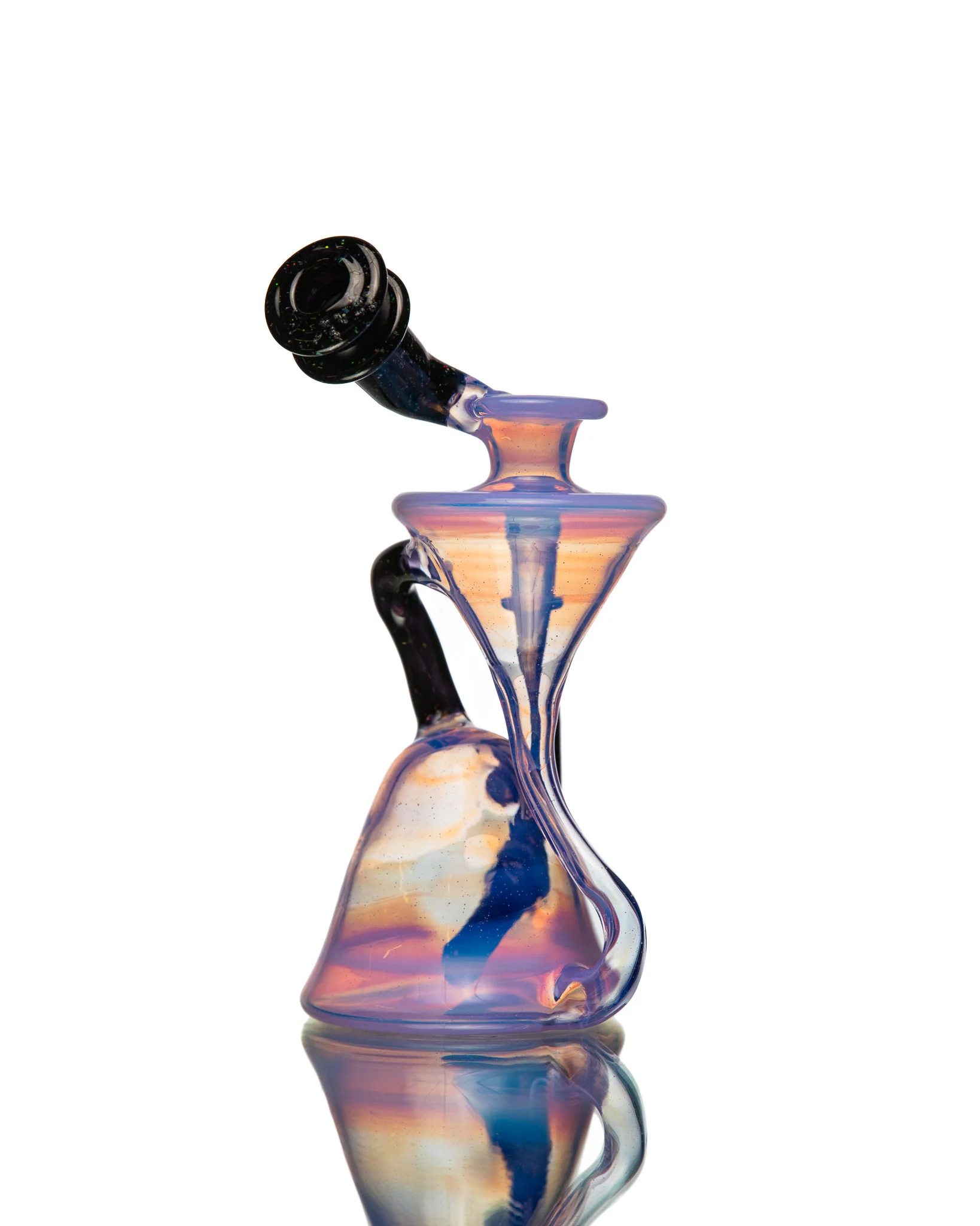 ManChild Glass - Side Saddle Recycler - Lucid & Jet Black (Crushed Opal) - Image 2