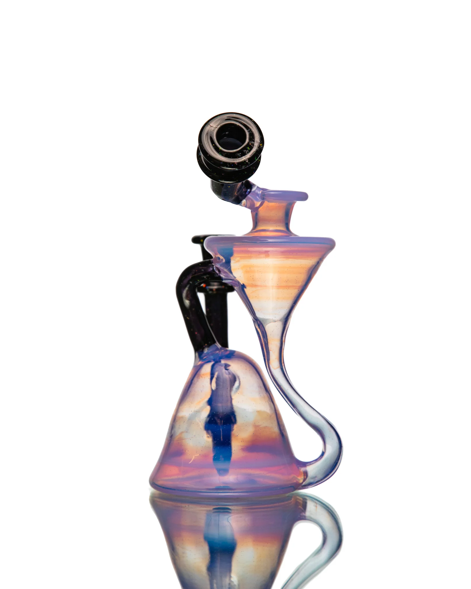 ManChild Glass - Side Saddle Recycler - Lucid & Jet Black (Crushed Opal) - Image 3