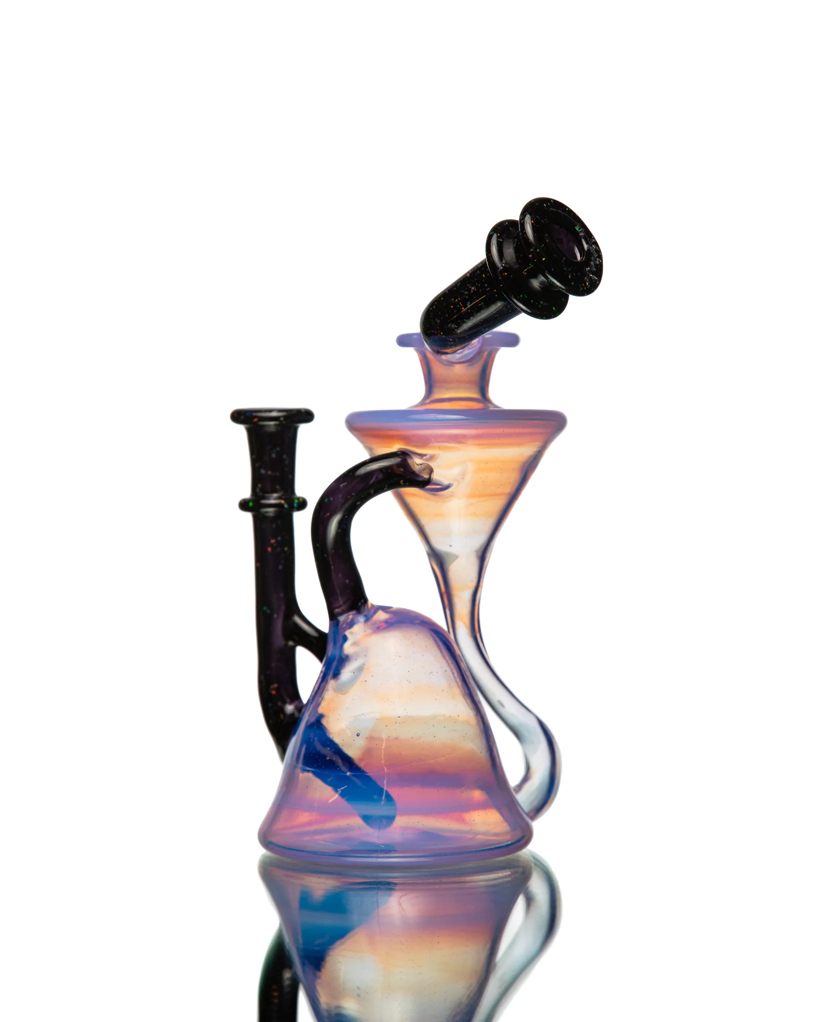 ManChild Glass - Side Saddle Recycler - Lucid & Jet Black (Crushed Opal) - Image 4