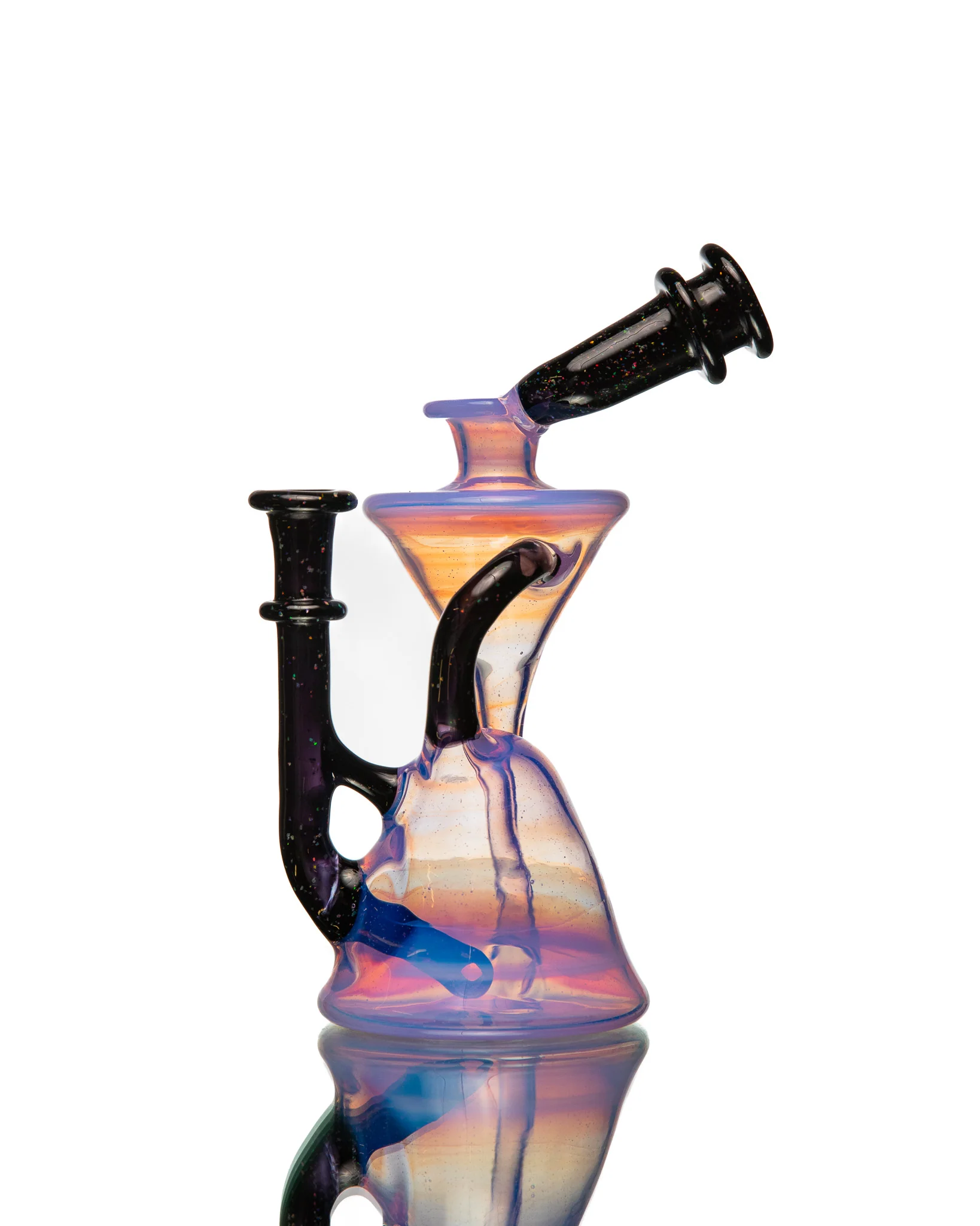 ManChild Glass - Side Saddle Recycler - Lucid & Jet Black (Crushed Opal) - Image 5