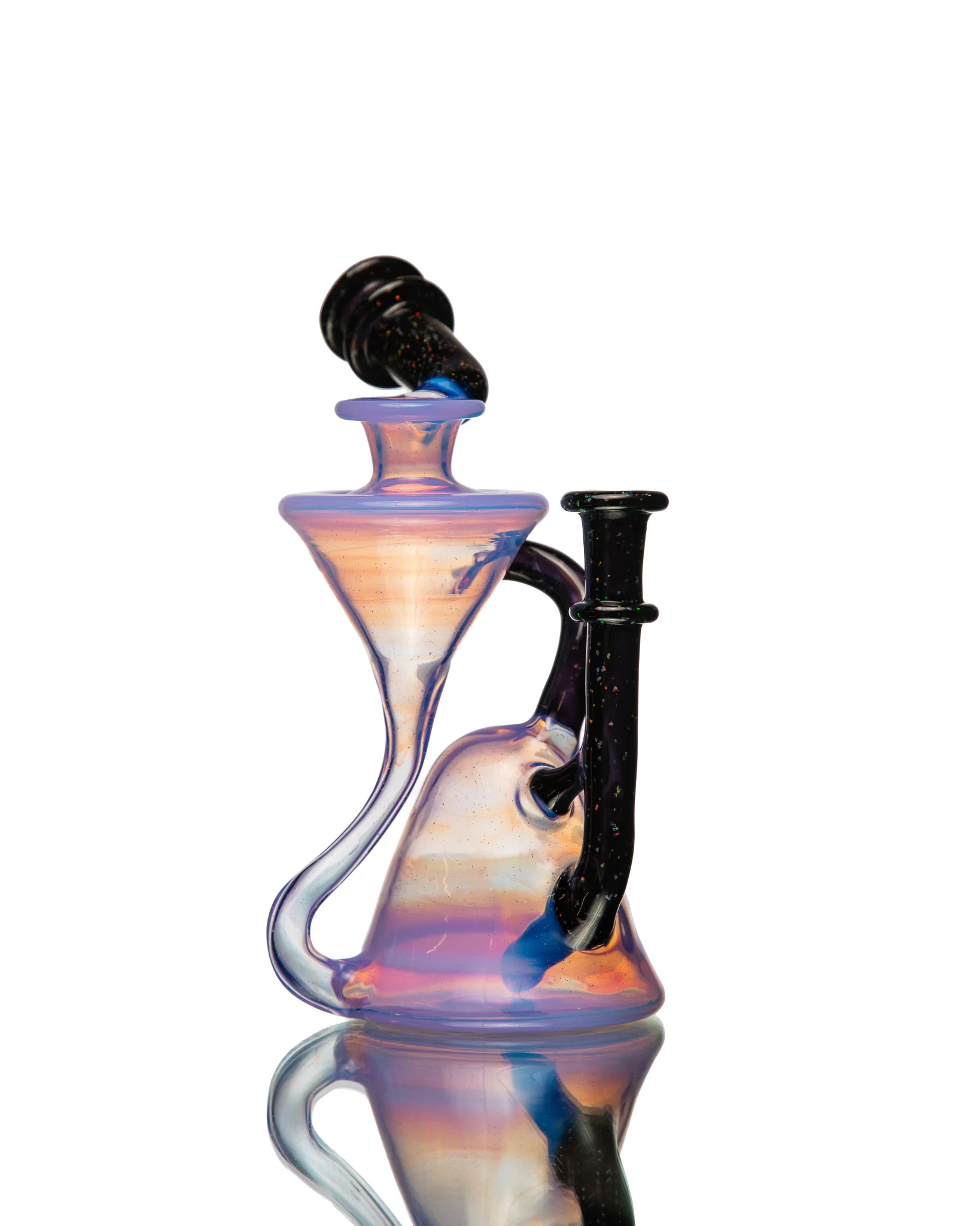 ManChild Glass - Side Saddle Recycler - Lucid & Jet Black (Crushed Opal) - Image 8