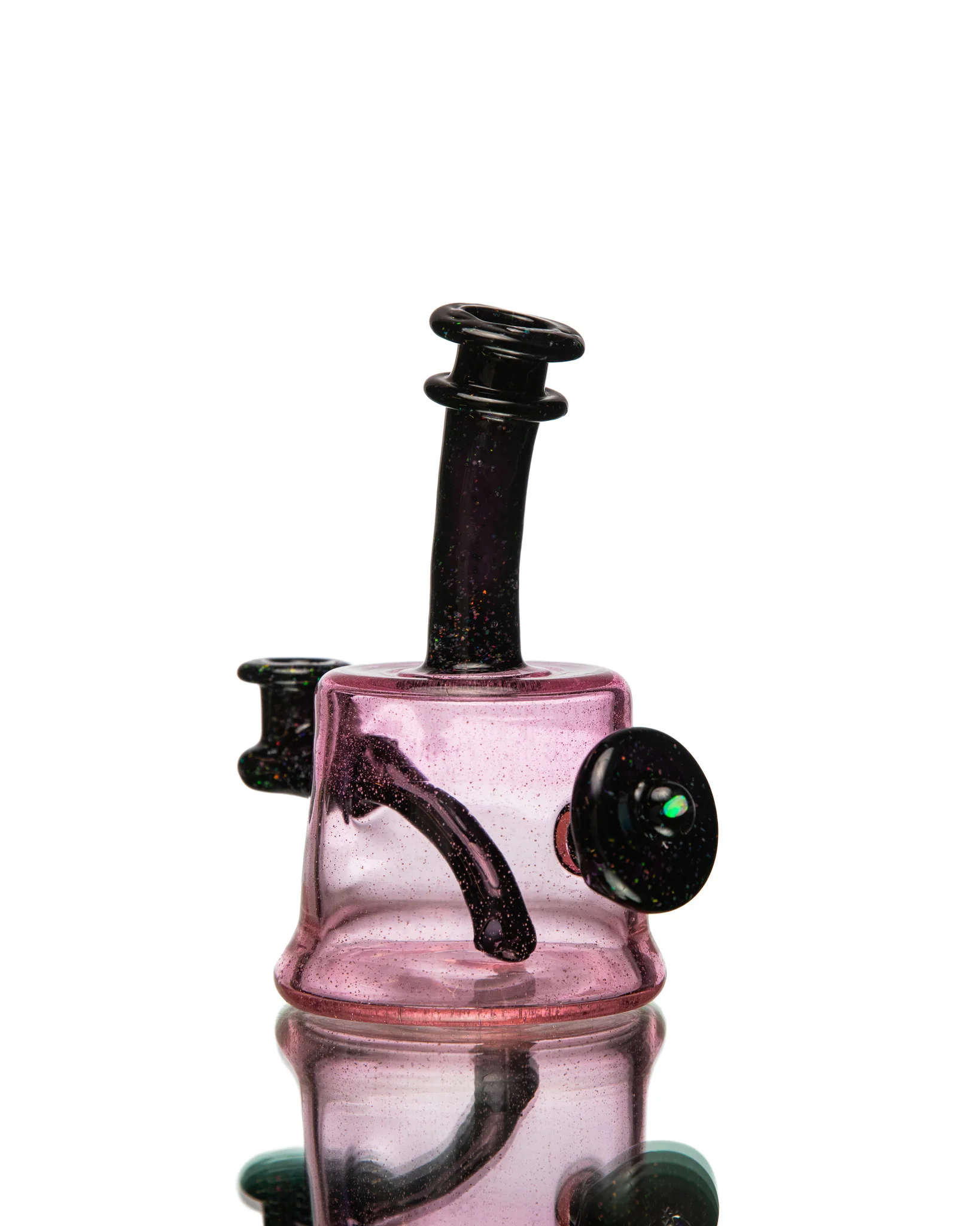ManChild Glass - Mini Tube - Pink Lollipop & Jet Black (Crushed Opal) - Image 4