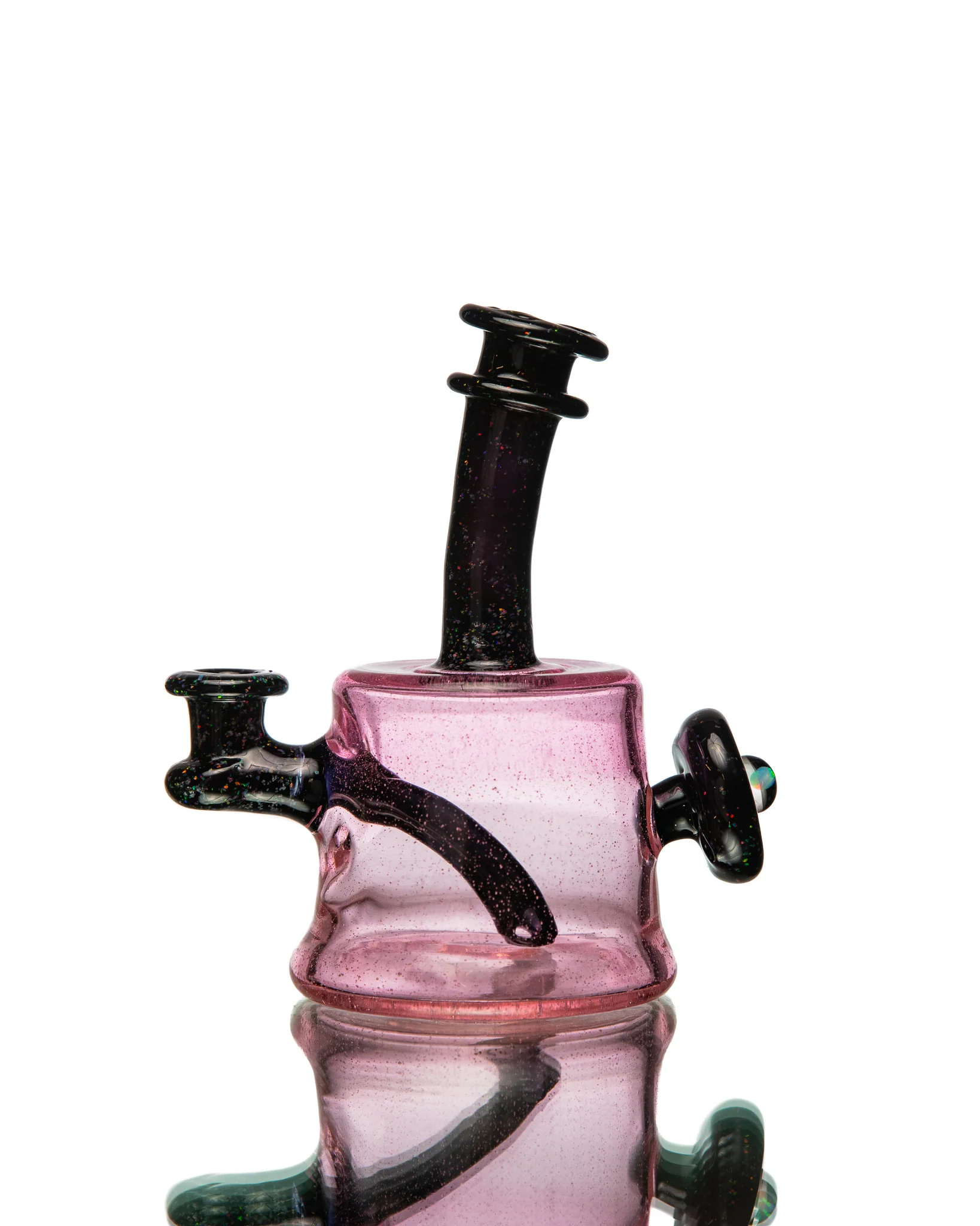 ManChild Glass - Mini Tube - Pink Lollipop & Jet Black (Crushed Opal) - Image 5