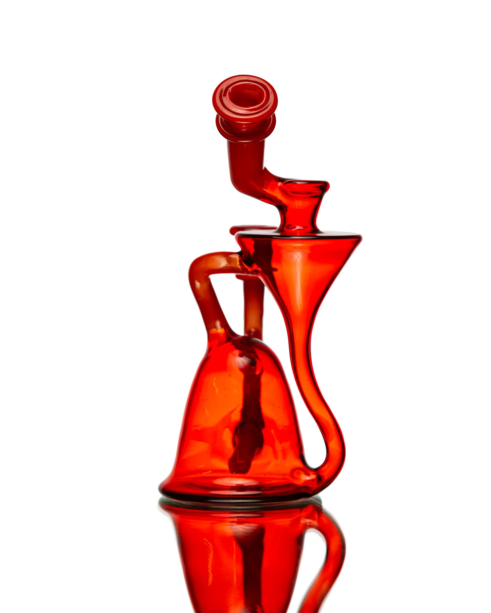 ManChild Glass - Side Saddle Recycler - Pomegranate & "That Fuego" - Image 3