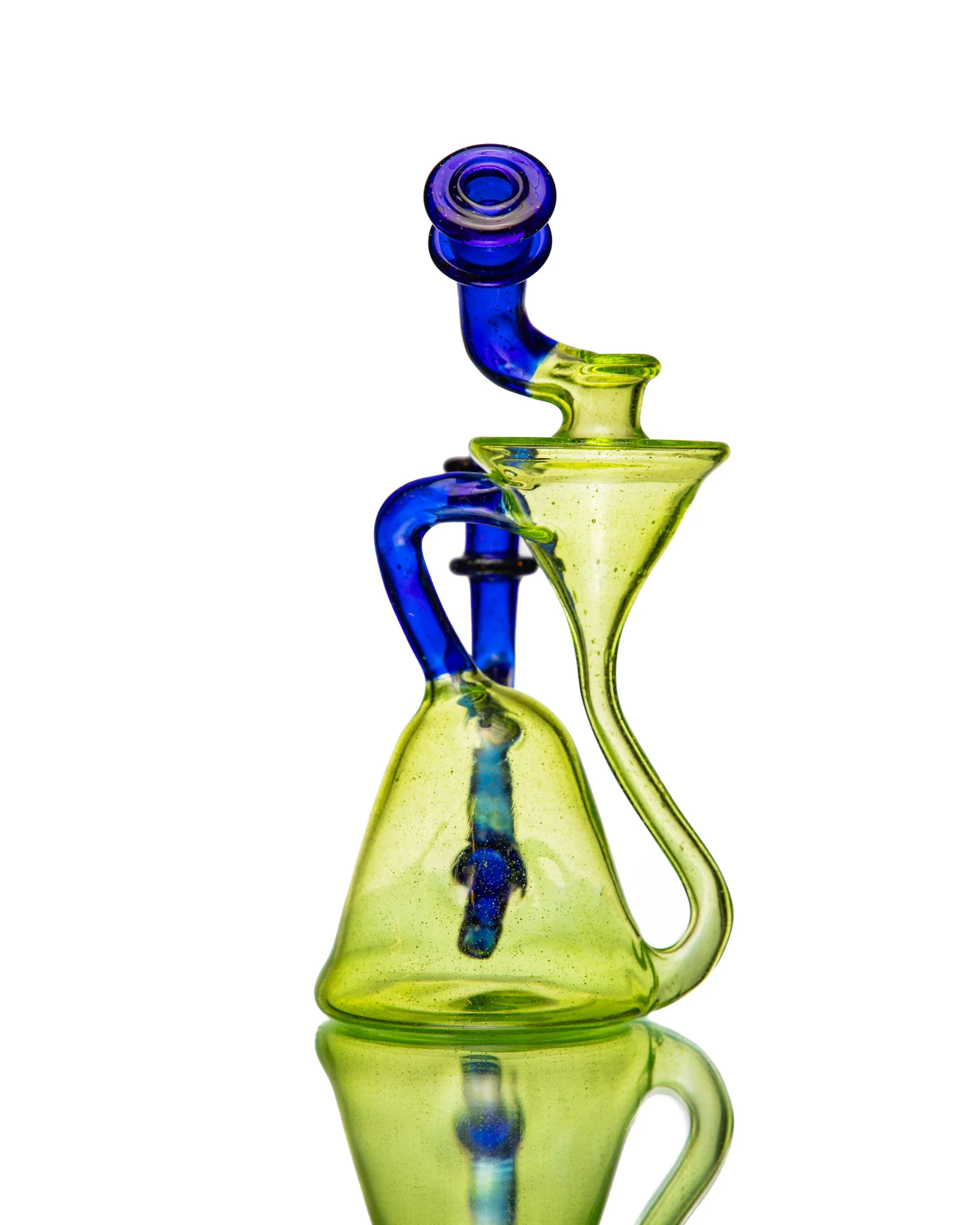 ManChild Glass - Side Saddle Recycler - Slyme & Cobalt (Crushed Opal) - Image 3
