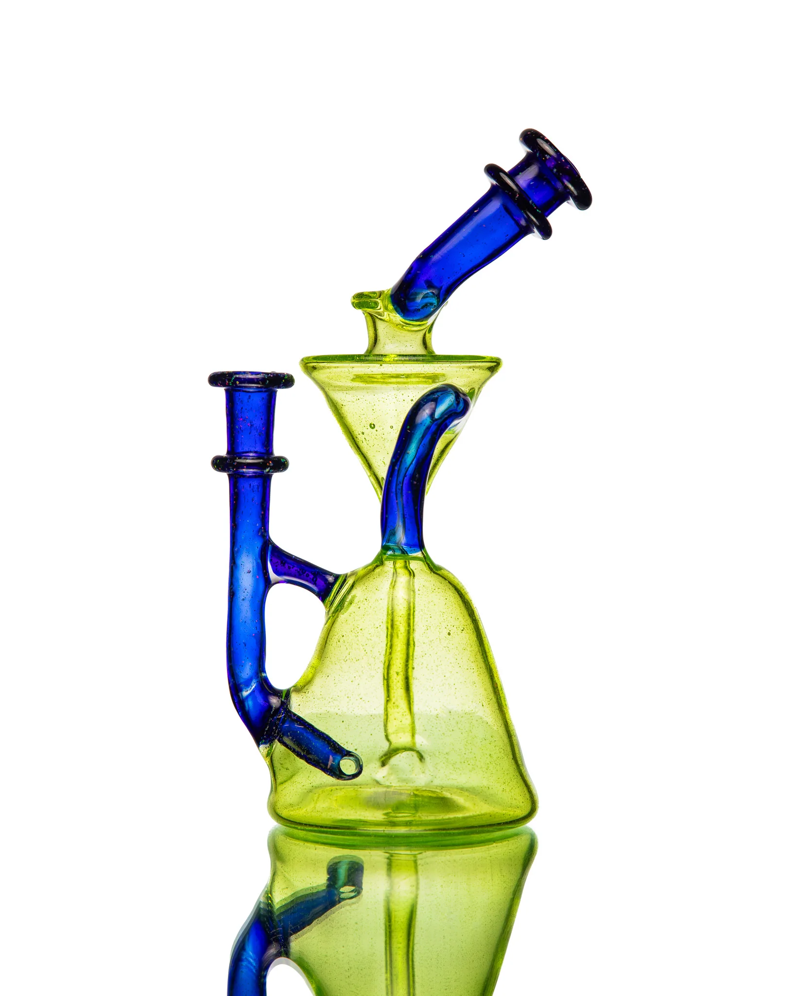 ManChild Glass - Side Saddle Recycler - Slyme & Cobalt (Crushed Opal) - Image 5