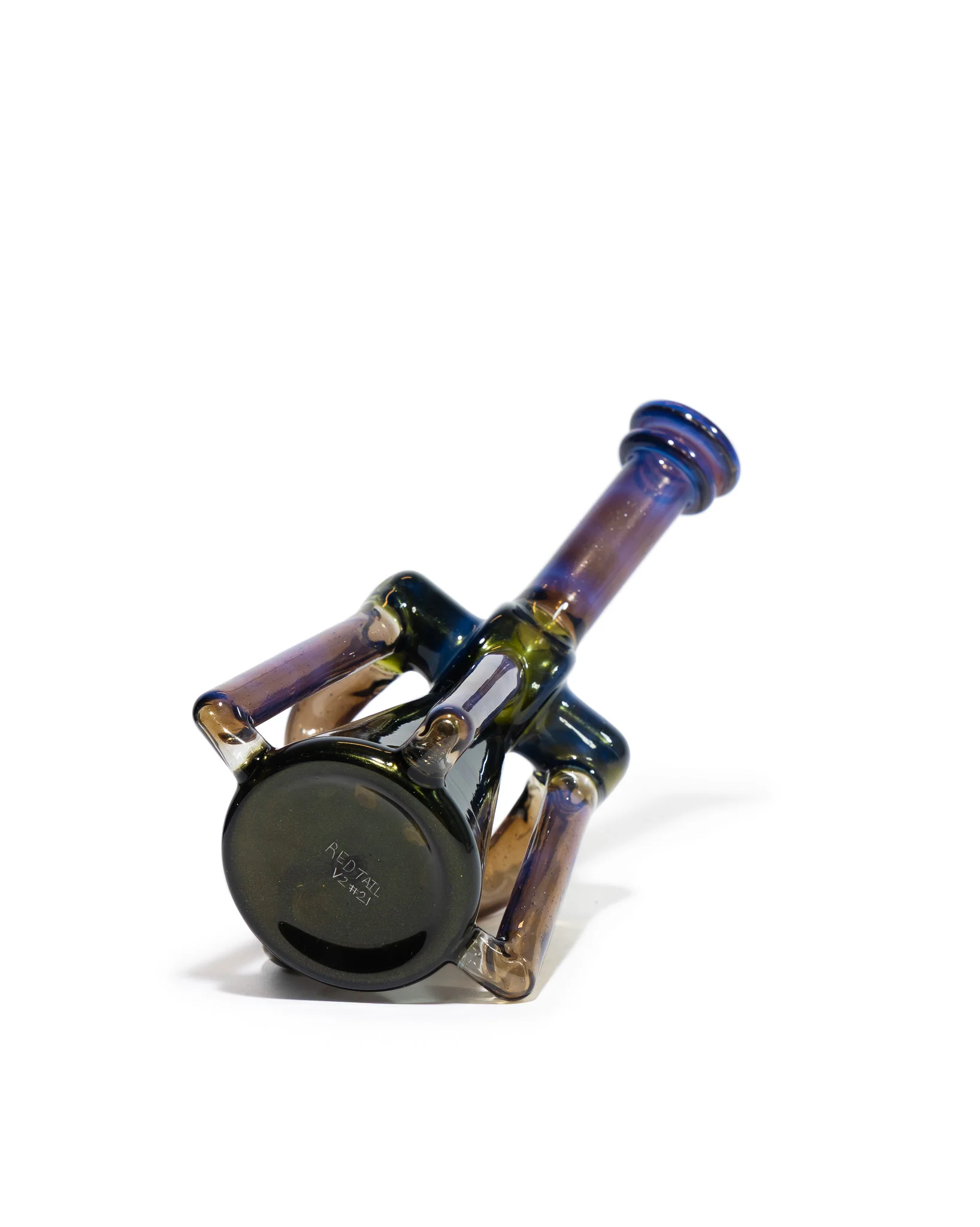 Red Tail Glass - V2 Terp Guzzler Recycler - Blue Slyme X Oil Spill - Image 9
